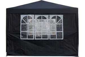 PANANA Pop Up Gazebo, Waterproof Pop Up Gazebo Marquee Garden Awning Party Tent CanopyPop Up Tent Garden Outdoor 2m/ 2.5m/3m BLACK