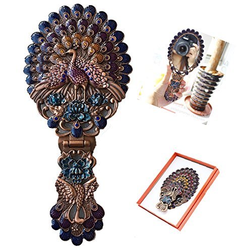 Dproptel Vintage Handheld Makeup Spiegel Tischspiegel Standspiegel für ReisenBest Christmas Geschenk Red Copper - 2