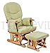 LUXURIOUS HUSH HUSH SOLID OAK WOOD GLIDER CHAIR WITH MINT GREEN CUSHIONS - NURSING GLIDER / ROCKER / ROCKING / MATERNITY / FEEDING CHAIR (With Locking Mechanism & Free Matching Footstool)