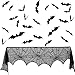 Produktbild Tatuo Halloween Spitze Spinnennetz schwarz Kamin Mantel Schal Cover und 60 Stück 3D Unheimlich Fledermäuse Wandtattoos für Halloween Motto Party Versorgung