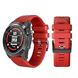 samLIKE Armband für Garmin Fenix 5X Silikon Band Sport-Stil Ersatzarmband für Herren/Damen, 6.70'-8.85', 15 Farben ✚ Werkzeug x 2 (⭐️ Rot)