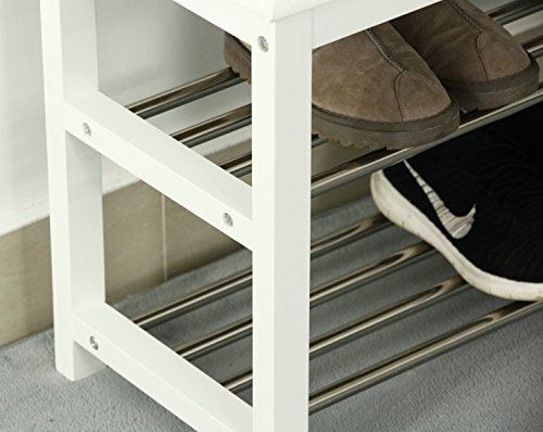 Orolay Schuhbank Sitzbank Schuhregal Schuhschrank Schuhtruhe Badregal Weiß - 6
