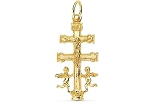 SEBAOTH Cruz de Caravaca Oro de Ley 18K- Dije con Angeles - Fabricadas y enviadas desde Caravaca - Tamaño a elegir. Unisex. Ideal para regalo