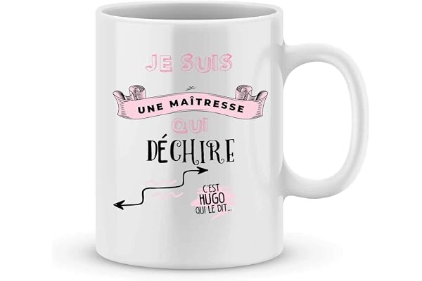 Mug maîtresse à personnaliser avec le prénom de votre enfant - Cadeau pour maîtresse personnalisé - cadeau maîtresse pour la fin d'année scolaire