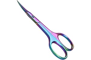 BORO TRADE Nail Scissors Curved Cuticle Sharp Multipurpose Beauty & Grooming Shears for Eyebrows, Eyelashes, Toenails, Manicure, Pedicure, Nose, Trimming Cuticles Women & Men (Chrome) (Nail Scissors Multi-Color)