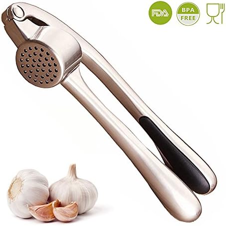 Garlic Press – Best Professional Stainless Steel Gadget By SIMPLIFE. User-Friendly, Easy To Clean And Highly Durable. Champagne Color