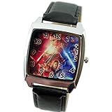 taport® Armbanduhr Star Wars quadratisch QUARZ schwarz Echt Leder Band Farbe Zifferblatt + Gratis Ersatz Batterie + Gratis Geschenkverpackung