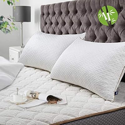 BedStory [Bambou Fibre Oreillers Bambou 50x70 Lot de 2 avec Taies Antiacariens Amovibles, Oreillers Anti Acariens avec Garnissage 10% 7D et 90% 3D Fibre Polyester, Oreillers Qualité Hotel