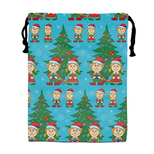 Christmas Gnome Drawstring Backpack Bags Goody Bags Party Favor Bags Supplies for Boys and Girls