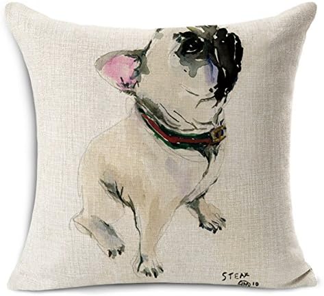 MAYUAN520 Cushion、Decorative Pillows Home Decorative Creative Animals Throw Pillows Case Linen Cotton Pet Dog Bull Terrier Cushion Cover For Sofa Car,450Mm*450Mm,2