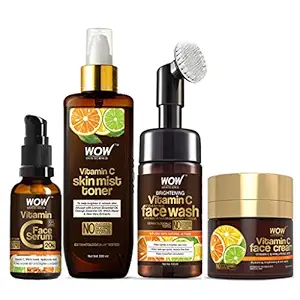 WOW Skin Science Ultimate Vitamin C Facial Kit - consists Vitamin C Face Wash brush, Mist Toner, Face Serum, Face Cream - 430mL