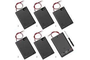 6 Pezzi 3x AA 4.5V Supporto Batteria con Interruttore On/Off, KUOQIY 4.5V Custodia per Batterie AA in Plastica con Cavi, AA Porta Batterie con Cacciaviti e Viti