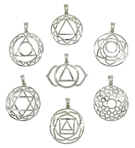 HARMONIZE Conjunto de 7 terapia de equilibrio de Chakra Símbolos colgantes de bronce espiritual Energía Reiki Crystal Amuleto
