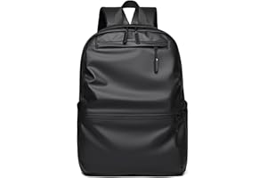 PORRASSO Plecak męski, casualowy, plecak na laptopa o przekątnej ekranu 14", wodoszczelny, skórzany plecak, torba szkolna, na uczelnię, podróże, do codziennego użytku