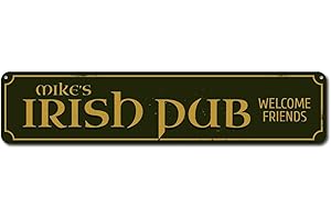 EpochSign Plaque de rue personnalisée pour pub irlandais avec inscription Welcome Friends 10 x 40 cm