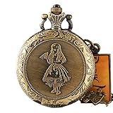 Alice im Wunderland Kaninchen und Trinken Mich Tag Taschenuhr Bronze Lange Halskette Kette Steampunk Geschenk Kind Männer Frauen