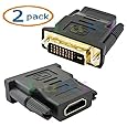 (Pack of 2) Gold Plated hdmi female to dvi male adapter converter (24+1 Pin DVI-D to 19 Pin HDMI Converter adatper) - pjp electronics�