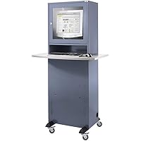 QUIPO Computerschrank - mit melaminharzbeschichteter Arbeitsplatte - blaugrau - Computerschrank Computerständer EDV…