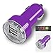 Price comparison product image IWIO Wiko Rainbow Jam 4G Purple 2000 mAh Compact Bullet DUAL Small Fast Travel DC 12V/24V In Car Charger USB Adapter with LED Light and OverLoad Protection