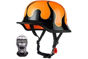 XYYYM Mezzo Casco Moto Vintage Tedesco Casco a Faccia Aperta Retrò Omologato ECE, Berretto Donna Uomo Adulto Fibbia a Sgancio Rapido Regolabile, Scooter Crociera Bicicletta, 57~64cm