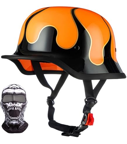 Tedesco Casco Adulti Caschi Moto Jet Casco Retrò Mezzo con Fibbia Sgancio Rapido Regolabile Retro Open Face Donna Certificato ECE Vintage Street Bike Touring Cruiser 1,M(57~58CM