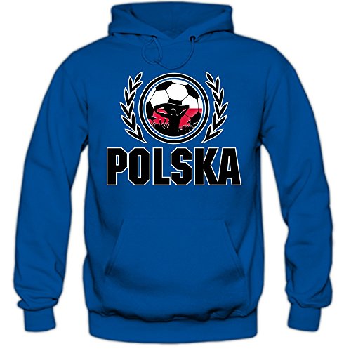 Polen EM 2016 #2 Hoody | Fußball | Bialo-Czerwoni | Herren | Trikot | Nationalmannschaft © Shirt Happenz, Farbe:Blau (Royalblue F421);Größe:L