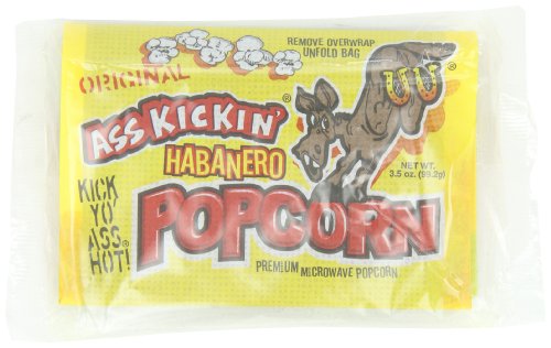 Ass Kickin' Habenero Popcorn, 3.5-Ounce Bags (Pack of 12)