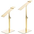 sourcing map Shoe Display Stand 2 Pack Adjustable Height Shoe Risers Metal Countertop Shoe Rack Holder for Home Retail Store Supplies - Gold