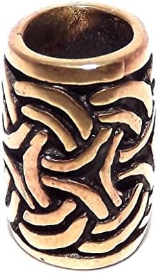 Small Knotwork Tube Viking Celtic Bronze beard bead Ring - Hair Jewellery