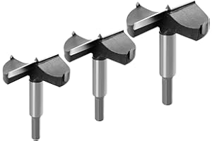 HIKENRI Forstner - Set di 3 punte per trapano Forstner, per legno, gruppo di foratura professionale con punta di centraggio da 65 mm, 70 mm, 80 mm