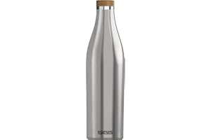 Sigg Meridian Cantimplora metálica (0.5 L / 0.7 L), Botella hermética Aislante, Botella de Acero Inoxidable y bambú para Bebidas frías y Calientes