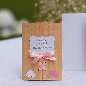 10 Einladungskarten Einladung Taufeinladung zur Taufe Babyparty apricot Handarbeit binnbonn