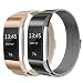 Produktbild Sun studio Fitbit Charge 2 Armband, Milanese Fitbit Armbänder Ersatzarmband Edelstahl Fitbit Armbänder Charge 2 mit Magnet-Verschluss Armband für Fitbit Charge 2 (5.5"-8.5", Schwarz + Gold)