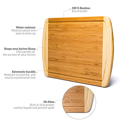 Extragrosses Bio Bambus Schneidebrett mit Rille – Erstklassiges Tranchierbrett für die Küche - 2