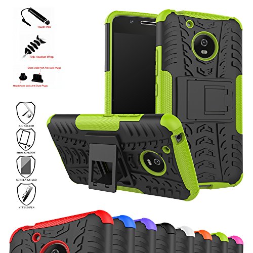 Moto G5 Custodia,Mama Mouth Duro Shock Proof copertura Rugged Heavy Duty Antiurto in Piedi Custodia caso Case per Moto G5 Smartphone,Verde