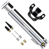 ★【BREITE ANWENDUNGSBEREICHE】Mit seiner Starken Leistung eignet es sich für viele Anwendungen, wie Mountainbikes, Rennräder, Farräder, BMX, Pendler und Schulbikes. (Hinweis: Wenn die Reifen der einzelnen Modelle zu klein sind, könnten der Ventil dieser Pumpe nicht an den Reifen anschließen sein.) Darüber hinaus kann diese Fahrrad luftpumpe mithilfe des Ventil Adapter Basketball, Fußball, Ballons, Schwimmringe und aufblasbare Spielzeuge aufblasen können.