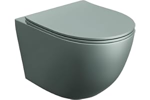 Lavita Sinto Grey Toilettes suspendues avec système d'abaissement automatique et charnières en métal - Toilettes suspendues sans bord - 365 x 490 x 395 mm - Gris
