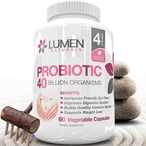 Probiotic 40 Billion CFU - High Strength Digestive Enzymes to Boost Immune System for Upset Stomach Relief &amp; Improved Colon Health - Shown to Promote Weight Loss for Men &amp; Women - Includes Lactobacillus Acidophilus Probiotics - (60 Count)