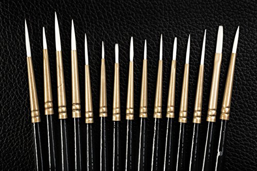 Pinsel-Set 15-teilig, Künstler-Qualität, handgefertigt, ideal für Detailarbeiten, feine Linien, Schattierungen und Besonderere Strukturen auf allen Medien - 2