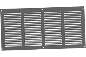 EUROPLAST 400x200mm Griglia di Ventilazione con Zanzariera - Griglie D'Aerazione in Metallo - Acciaio, Grigia