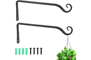 SSYANG 2Pcs Support Mural pour Plante,Crochets de Suspension Muraux Supports de Panier Suspendu en Fer Forgé en Métal Crochets de Suspension de Jardin en Métal pour Jardinière(Noirs)