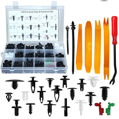 SNOWINSPRING Auto Body Retainer Clips Fasteners Push Rivets Clips Set Tailgate Handle Rod Clip 19 MOST Popular Sizes Door Trim Panel Clips 460 PCS With 1 Plastic Fastener Remover