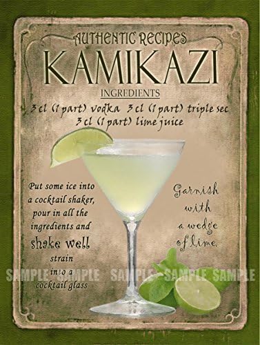 COCKTAIL KAMIKAZI STUNNING METAL 8"X6" SIGN NEW