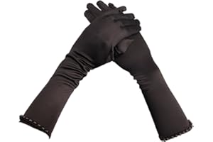 JIAHGUK Girls Princess Dress Flower Girls Wedding Gloves - White Long Five-Finger Satin Elbow Gloves - Fancy Dress Kids Hands Accessories for Halloween Costume Proms Christmas Party