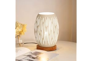 HHMTAKA Metal Lampshade Bedside Table Lamp Wooden Base Bedroom Lamp Decorative Bedside Lamp with Edison Bulb for Bedroom Home Weddings Parties Patio Indoor Outdoor (Strip Shape)