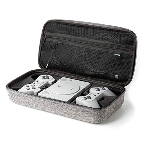Preisvergleich Produktbild LUNGEAR Tragbare Schutzhülle Kompatibel Sony Playstation Classic 2018 Konsole, Hartschale, Reisetasche für Konsole, Zwei Controller und anderes Zubehör, Grau