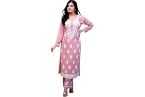RANGMAHAL STORE RangMahal Damen Indische modische Chikankari bestickte Kurta-Hose Set