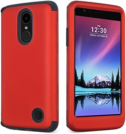 SOUNDMAE LG K4 2017 Case, Heavy Duty PC and TPU Combo Protective Defender Body Shell 3 In 1 Design Armor Shock Absorbing Slim Fit Protection Series Cover Bumper for LG K4 2017, LG M160 - Red