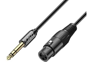 J&D Cavo da XLR Femmina a Jack Stereo TRS 6,35mm (1/4"), Cavo Bilanciato di Collegamento per Altoparlanti, Microfoni a Condensatore, Chitarra, Mixer, Amplificatori, 0,9 Metri
