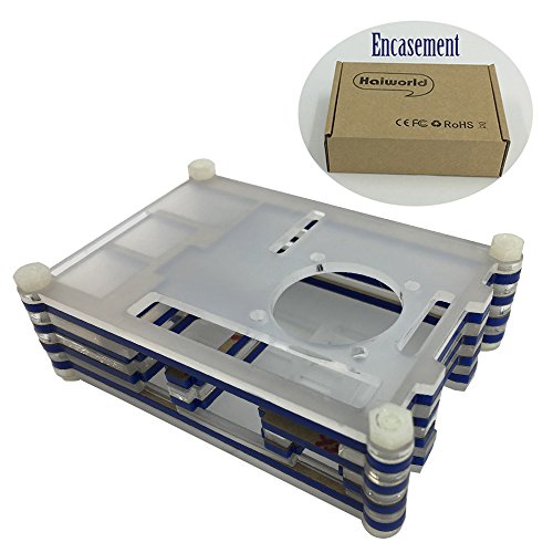Haiworld 4 in 1 Profi-Kit für Raspberry & Himbeere Pi 3 2 und B +, Blau 9 Scheiben Schutzhülle hülle + 5V 2,5A Netzteil + Kühlung Lüfter + Kühlkörper - 2